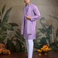 Rajwada Lavender Viscose Rayon Embellished Stitched Kurta For Men