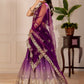 Rajwada Purple Ombre Silk Blend Embroidered Semi-Stitched lehenga For Women