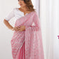 Rajwada Pink Chiffon Embellished Solid Saree For Women