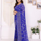 Rajwada Blue Georgette Printed Saree For Women