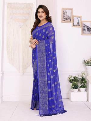 Rajwada Blue Georgette Printed Saree For Women