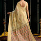 Rajwada Beige Cotton Blend Solid Saree For Women