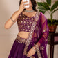 Rajwada Purple Ombre Silk Blend Embroidered Semi-Stitched lehenga For Women