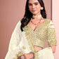 Rajwada Cream Art Silk Embellished Semi-Stitched lehenga For Women