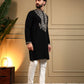 Rajwada Black Silk Blend Embroidered Kurta Set For Men