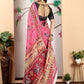 Rajwada Pink Cotton Linen Solid Printed Saree For Women