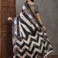 Rajwada Black And White Silk Blend Printed Elegant Saree For Women