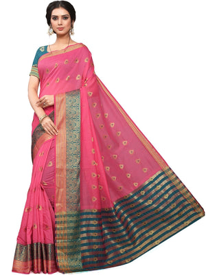 Rajwada Pink Silk Blend Embellished Saree For Women