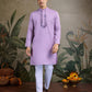 Rajwada Lavender Viscose Rayon Embellished Stitched Kurta For Men