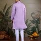 Rajwada Lavender Viscose Rayon Embellished Stitched Kurta For Men
