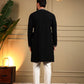 Rajwada Black Silk Blend Embroidered Kurta Set For Men