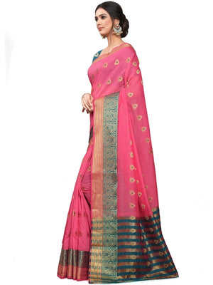 Rajwada Pink Silk Blend Embellished Saree For Women