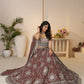 Rajwada Brown Silk Blend Embroidered Semi-Stitched Lehenga For Women