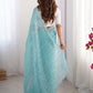 Rajwada Sky Blue Chiffon Embellished Solid Saree For Women
