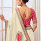 Rajwada Off White Viscose Embroidered Saree For Women