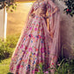 Rajwada Pink Georgette Embroidered Semi Stitched Lehenga For Women