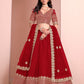Rajwada Red Art Silk Embellished Semi-Stitched lehenga For Women