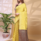 Rajwada Yellow Silk Blend Woven Saree For Women