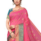 Rajwada Pink Silk Blend Embellished Saree For Women