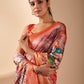 Rajwada Orange Silk Blend Printed Saree For Women