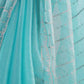 Rajwada Sky Blue Chiffon Embellished Solid Saree For Women
