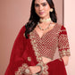 Rajwada Red Art Silk Embellished Semi-Stitched lehenga For Women