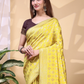 Rajwada Yellow Silk Blend Woven Saree For Women