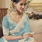 Rajwada Sea Green Organza Embellished Elegant Saree For Women