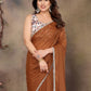 Rajwada Mustard Georgette Solid Saree For Women