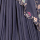 Rajwada Grey Georgette Embroidered Semi-Stitched lehenga For Women
