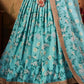 Rajwada Sky Blue Organza Printed Semi-Stitched lehenga For Women