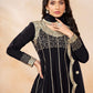 Rajwada Black Art Silk Embellished Semi Stitched Kurta Set For Women
