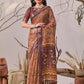 Rajwada Brown Linen Cotton Printed Saree For Women