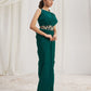 Rajwada Green Organza Solid Ready To Wear Saree With Stitched Blouse For Women