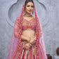 Rajwada Pink Organza Embellished Semi-Stitched Lehenga With Unstitched Blouse For Women
