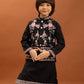 Rajwada Black Viscose Silk Embroidered Stitched Kurta Set For Kids