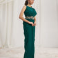 Rajwada Green Organza Solid Ready To Wear Saree With Stitched Blouse For Women