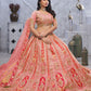 Rajwada Pink Organza Embellished Semi-Stitched Lehenga With Unstitched Blouse For Women