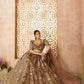 Rajwada Brown Banarasi Silk Embroidered Semi-Stitched Lehenga For Women