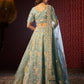 Rajwada Blue Organza Embroidered Semi-Stitched Lehenga For Women