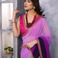 Rajwada Purple And Blue Georgette Lace Work Saree With Unstitched Blouse For Women