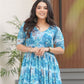 Rajwada Sky Blue Georgette Printed Stitched Gown For Women