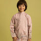 Rajwada Peach Viscose Silk Embroidered Kurta Set For Kids