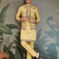 Rajwada Yellow Viscose Silk Embroidered Stitched Kurta Set For Men