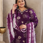 Rajwada Dark Purple Rayon Printed Kurta Set For Women