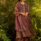 Rajwada Dusty Wine Organza Embroidered Kurta Set For Women
