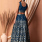 Rajwada Blue Georgette Embellished Semi-Stitched Lehenga For Women
