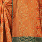 Rajwada Orange Silk Blend Embellished Saree For Women