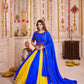 Rajwada Blue Cotton Blend Solid With Golden Border Semi-Stitched Lehenga For Women