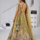 Rajwada Yellow Georgette Tissue Embroidered Semi-Stitched Lehenga For Women